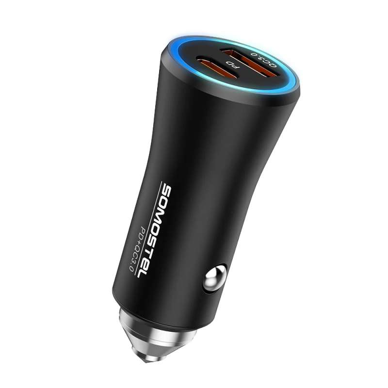 Cargador de Carro PD + Quik Charge  QC 3.0 Tipo C + USB carro vehículo incluye cable iphone A108 38w