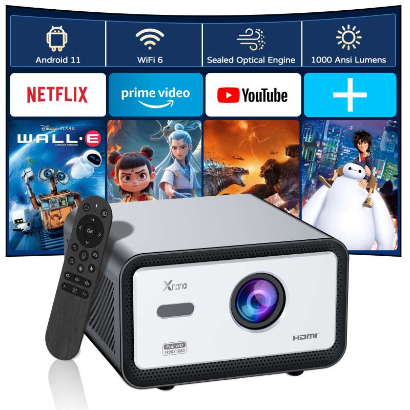 Proyector Wifi Android HA100 1080 4K 20000lm 2g/32g BT Altavoz  