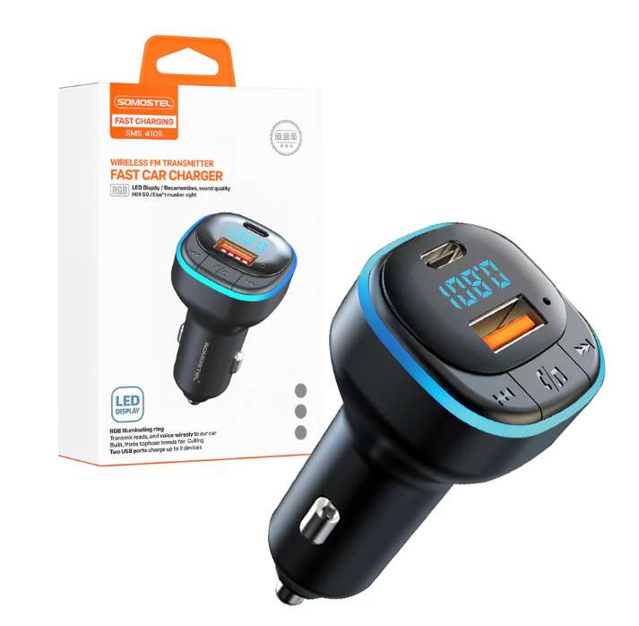 Cargador de carro con transmisor FM Somostel SMS-A109