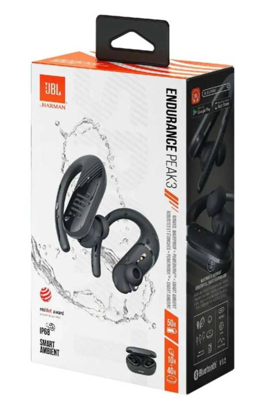 Audífono JBL endurance peak 3 truly wireless negro IP68 50 HORAS