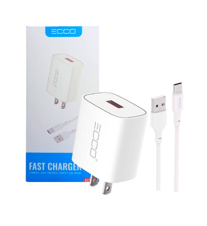 Cargador Ecco 12W 2.4A EC12-C USB + Cab USB-Tipo C