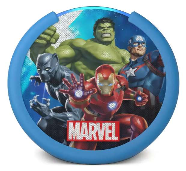 Parlante Amazon Echo pop kids edition control parental edición marvel