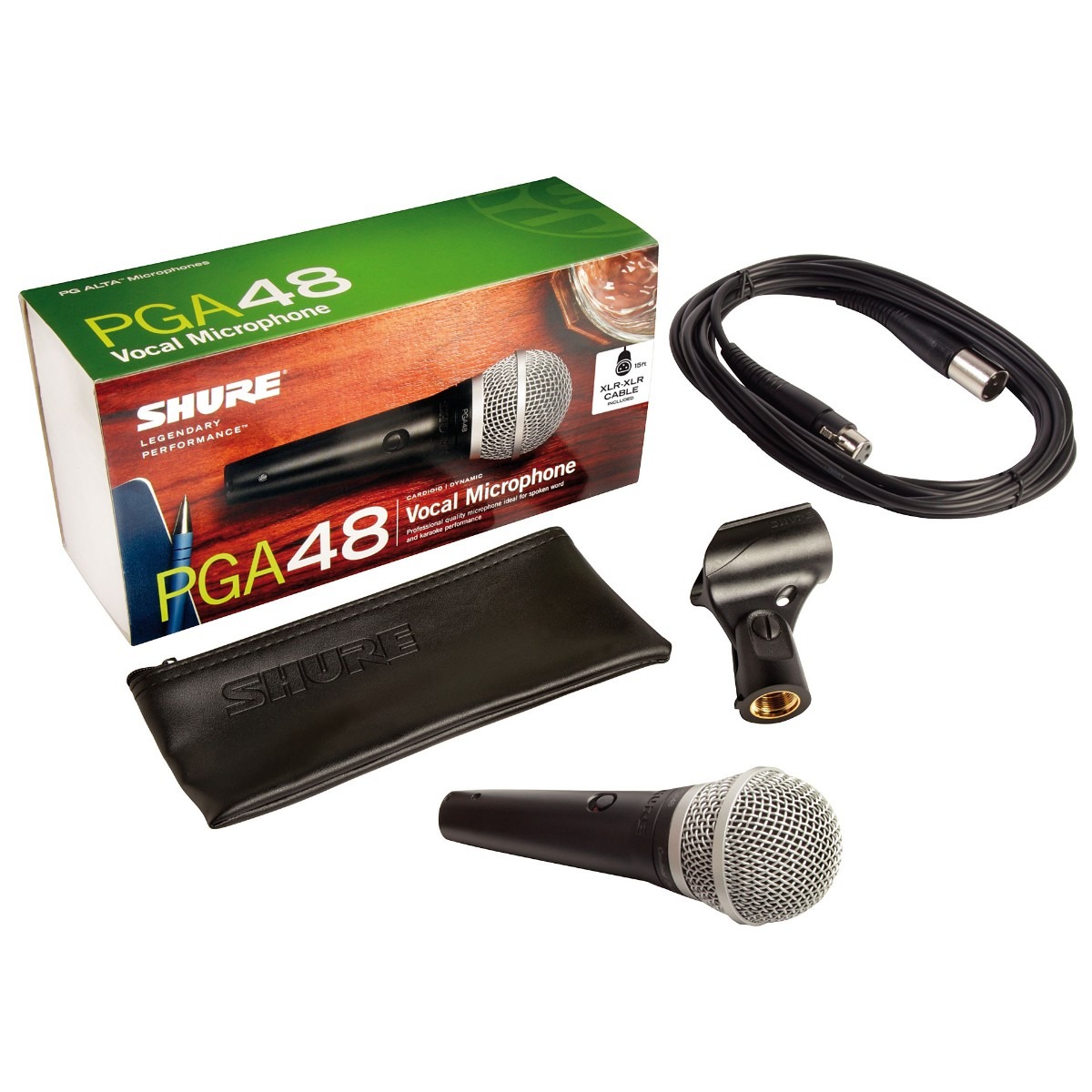 Micrófono Shure Pga48 Vocal Profesional Djs Metálico Dinamic