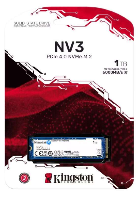 Disco duro solido Kingston 1 TB 2280 NV3 PCle 4.0 NVMe M.2