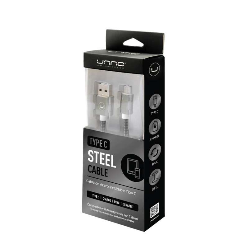 Cable Unno Tipo C Stainless Metal  1M GRAY CB4063GY