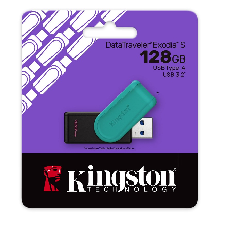 Memoria flash Kingston 128gb usb 3.2 gen 1 data traveler negra turquesa