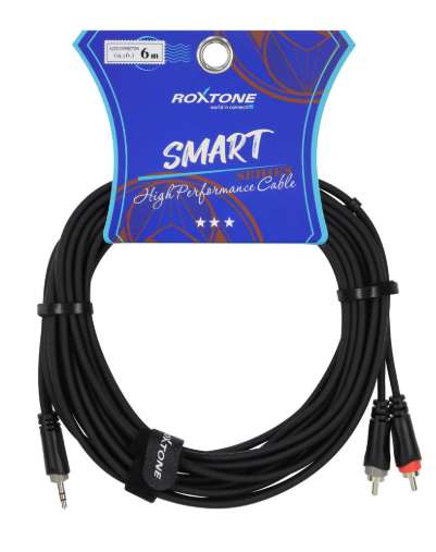 Cable de audio Roxtone 2 PLUG G RCA X 1 PLUG 3.5 ST 6MT 