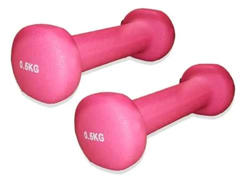 Mancuerna de goma tipo hueso 0.5KG dos unidades color rosa