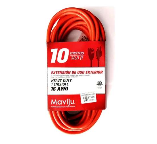 Cable Extensión Eléctrica 1625w 10m Exterior Naranja 1x16awg