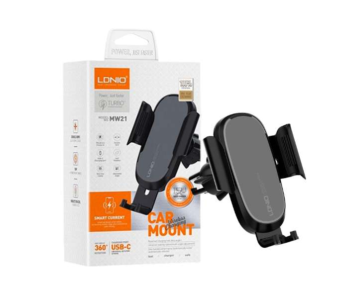 Soporte para vehículo LDNIO MW21 wireless 15W carga inalámbrica negro