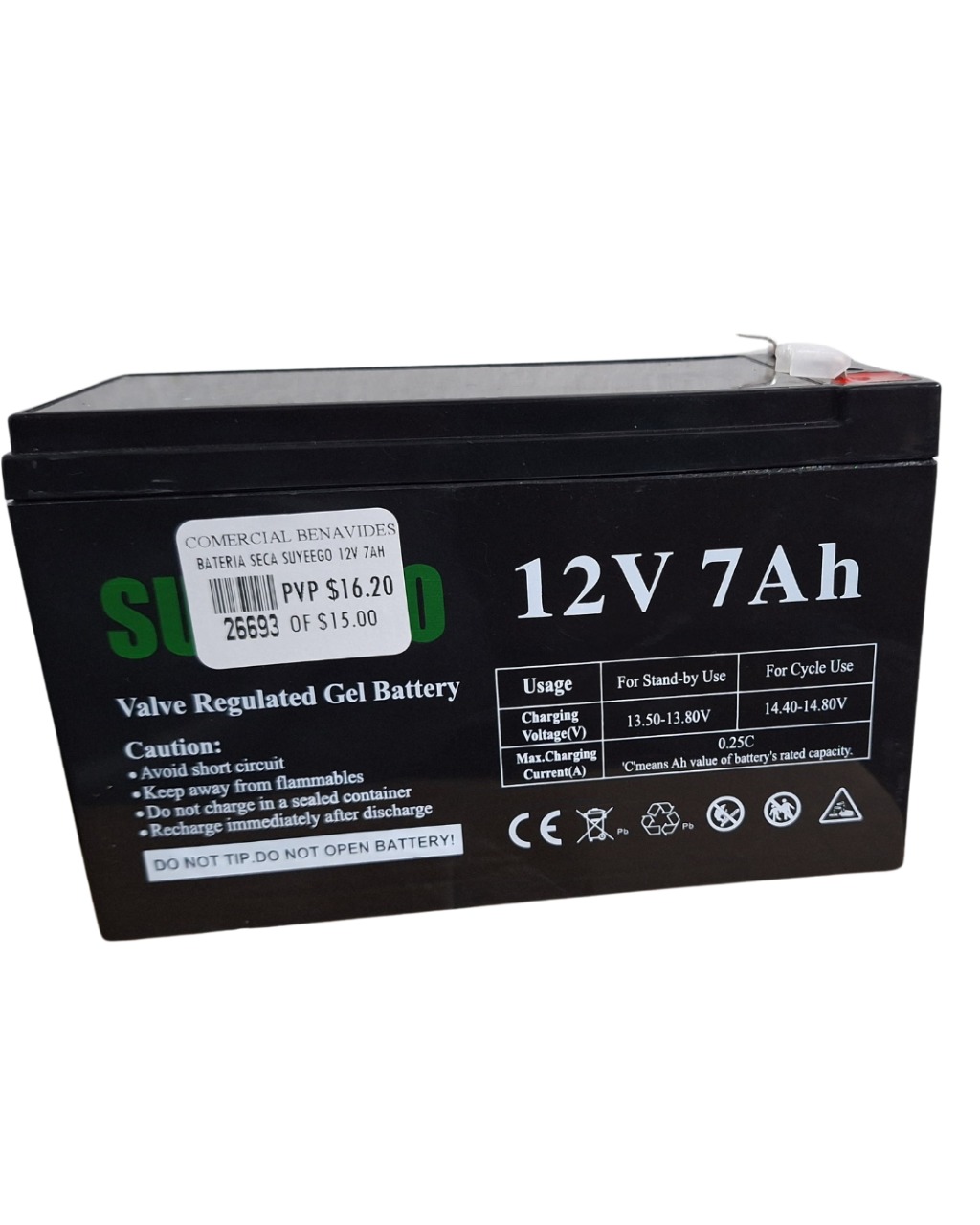 Bateria De Gel Ups Cerco Alarma 12v 7a Suyeego de Plomo Gel 