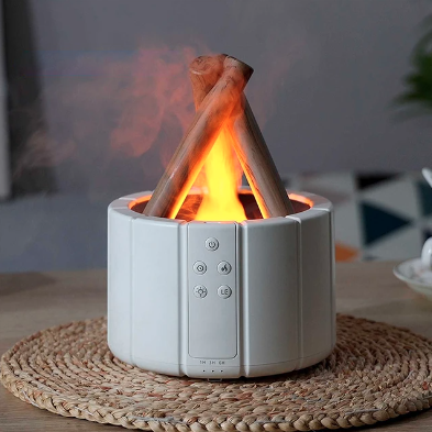 Difusor Humidificador Tipo Chimenea H9 250ml - Llama De Fuego Led