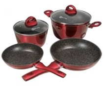 Set Ollas Y Caserolas Mr Chef Granito 6 Piezas Red Bp02612